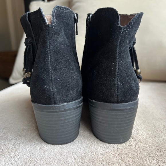 White Mountain Havana Women 9M Black Suede Beaded Tassel Ankle Booties Western - Picture 9 of 15